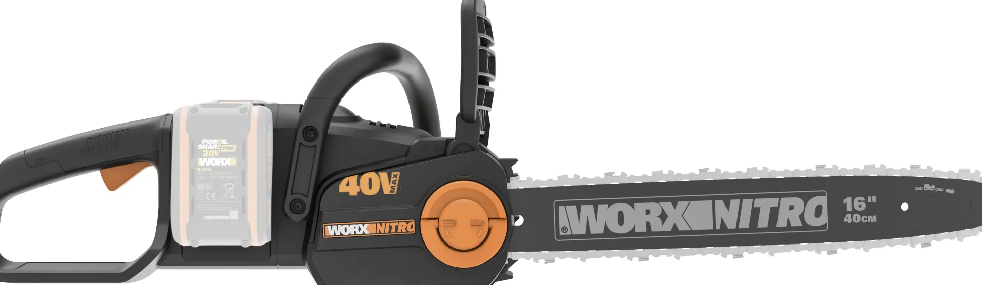 Worx Akku-Kettensäge WG385E.9 Nitro 40 V 40 cm Schwertlänge ohne Akku und Ladegerät