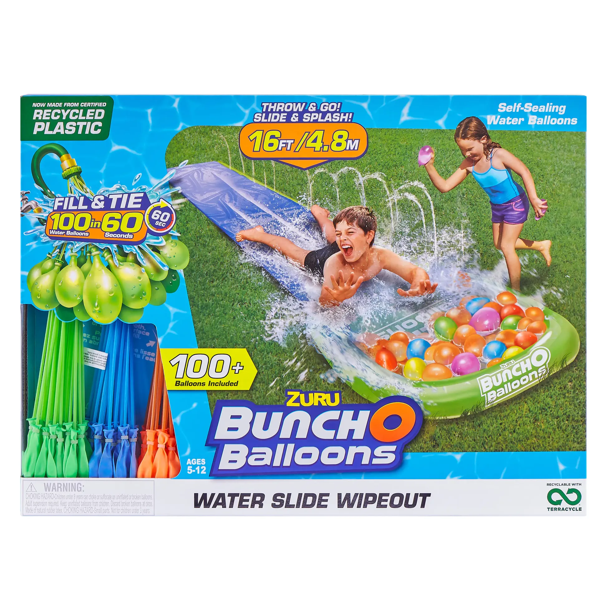 Zuru Bunch O Balloons Wasserrutsche Wipeout und 100 Wasserballons